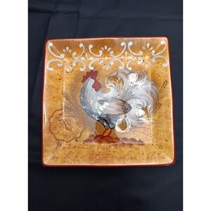 Geoffrey‎ Allen International Rooster Square Serving Plate Decorative Dishware